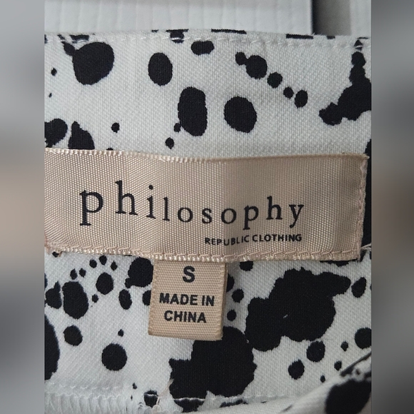 Philosophy Bengaline White & Black Splattered Cropped Pants - Picture 3 of 4